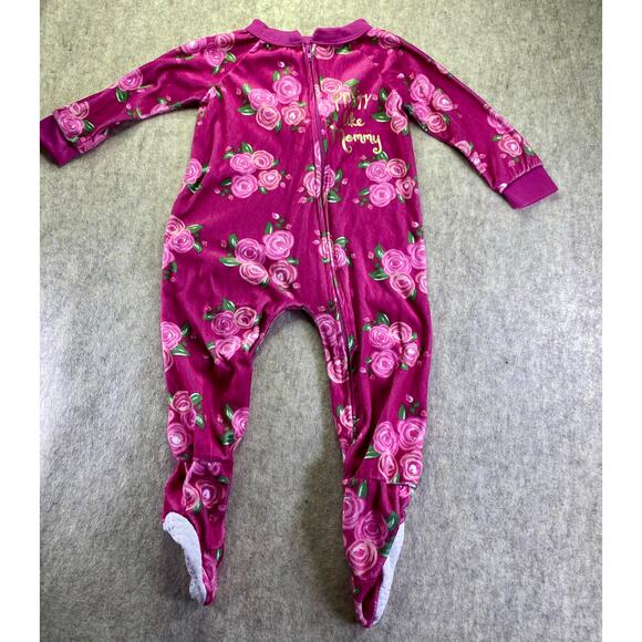 Duck Duck Goose Pink with Roses "Pretty Like Mommy" Fully Zip Sleeper Size 18 M - Picture 1 of 6
